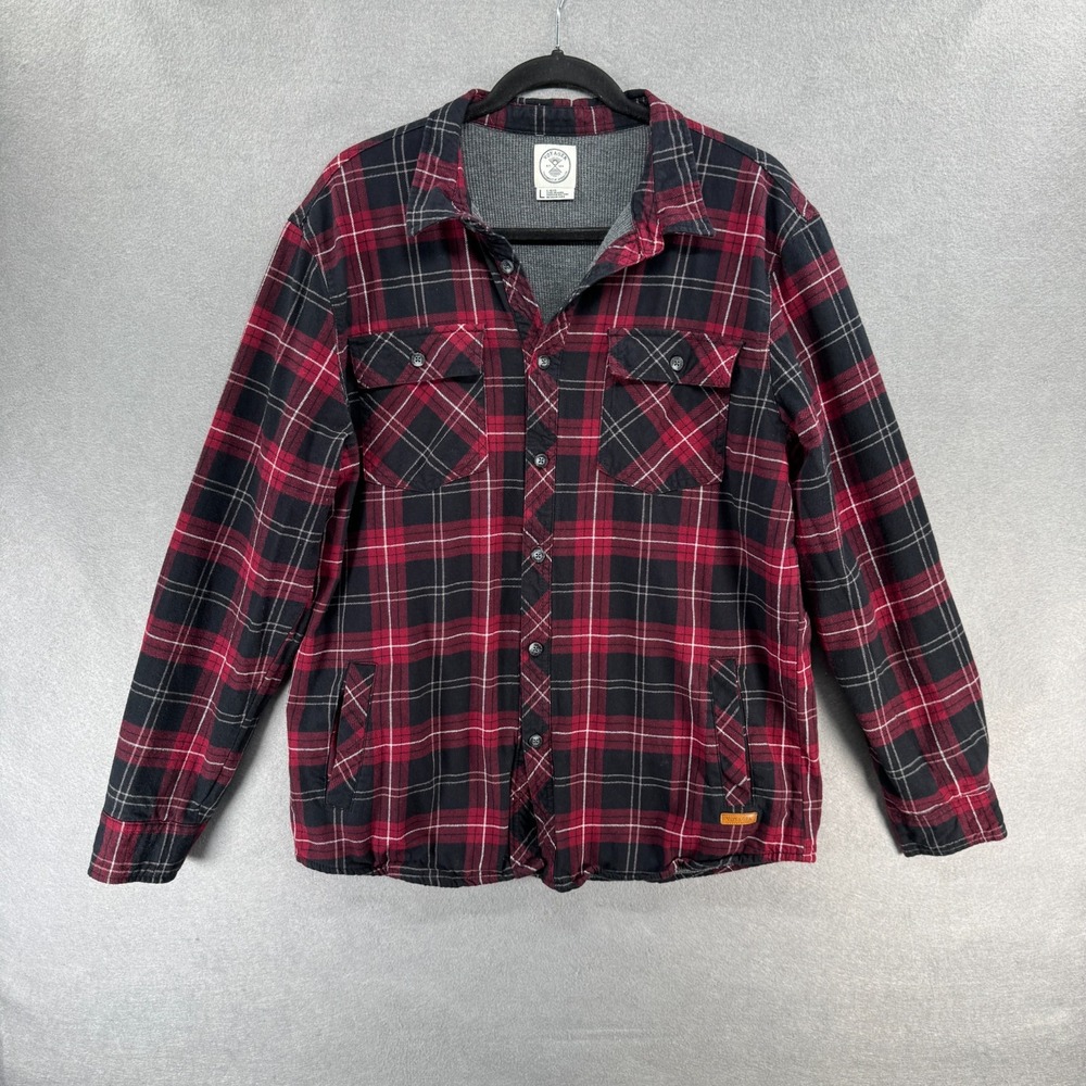 Voyager Shirt Jacket Mens Size L Flannel Thermal Waffle Lined Shacket Barn Chore